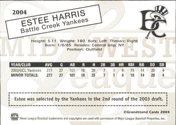 2004 Grandstand Midwest League Top Prospects #NNO Estee Harris Back