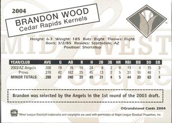 2004 Grandstand Midwest League Top Prospects #NNO Brandon Wood Back