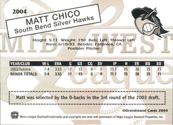 2004 Grandstand Midwest League Top Prospects #NNO Matt Chico Back