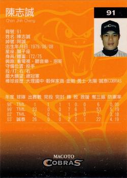 2004 Macoto Cobras Limited Edition #NNO Chih-Cheng Chen Back
