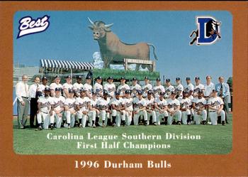 1996 Best Durham Bulls Brown #1 1996 Durham Bulls Carolina League Champions Front