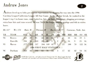 1996 Best Durham Bulls Brown #2 Andruw Jones Back