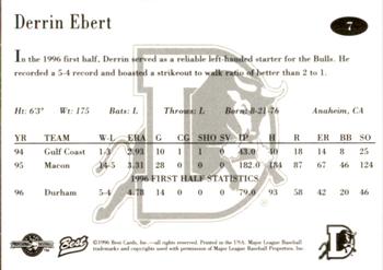 1996 Best Durham Bulls Brown #7 Derrin Ebert Back