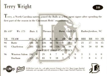 1996 Best Durham Bulls Brown #10 Terry Wright Back