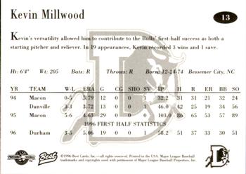 1996 Best Durham Bulls Brown #13 Kevin Millwood Back