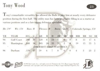 1996 Best Durham Bulls Brown #23 Tony Wood Back
