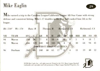 1996 Best Durham Bulls Brown #29 Mike Eaglin Back