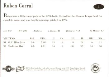 1996 Best Hagerstown Suns #1 Ruben Corral Back