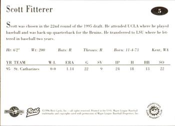 1996 Best Hagerstown Suns #5 Scott Fitterer Back