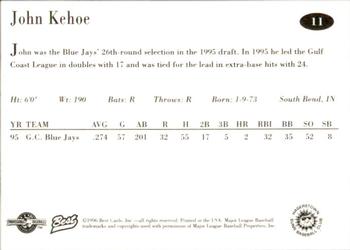 1996 Best Hagerstown Suns #11 John Kehoe Back