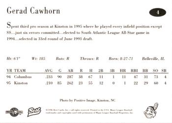 1996 Best Kinston Indians #4 Gerad Cawhorn Back