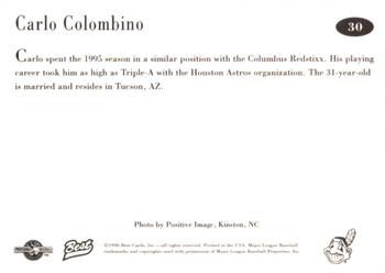 1996 Best Kinston Indians #30 Carlo Colombino Back