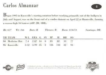 1996 Best Knoxville Smokies #4 Carlos Almanzar Back