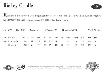 1996 Best Knoxville Smokies #9 Rickey Cradle Back