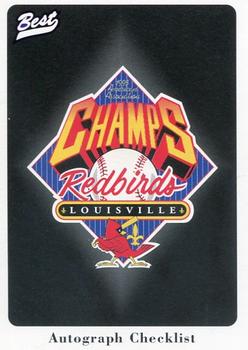 1996 Best Louisville Redbirds #NNO Louisville Redbirds Checklist Front