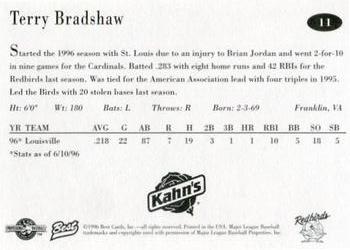 1996 Best Louisville Redbirds #11 Terry Bradshaw Back