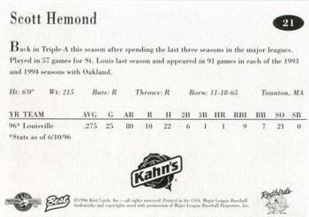 1996 Best Louisville Redbirds #21 Scott Hemond Back