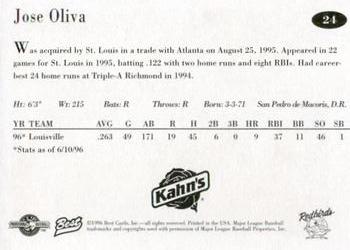 1996 Best Louisville Redbirds #24 Jose Oliva Back