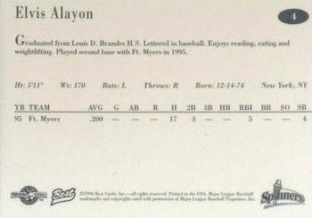 1996 Best Lowell Spinners #4 Elvis Alayon Back