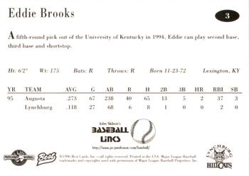 1996 Best Lynchburg Hillcats #3 Eddie Brooks Back