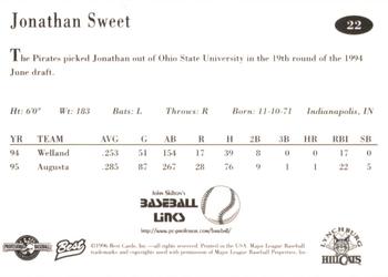 1996 Best Lynchburg Hillcats #22 Jonathan Sweet Back