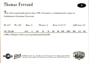 1996 Best Martinsville Phillies #9 Thomas Ferrand Back