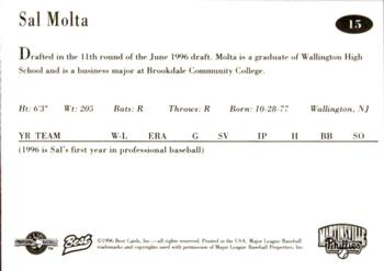 1996 Best Martinsville Phillies #15 Sal Molta Back