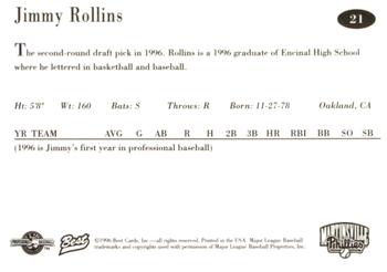 1996 Best Martinsville Phillies #21 Jimmy Rollins Back