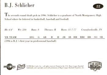 1996 Best Martinsville Phillies #22 B.J. Schlicher Back