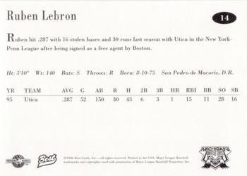 1996 Best Michigan Battle Cats #14 Ruben Lebron Back