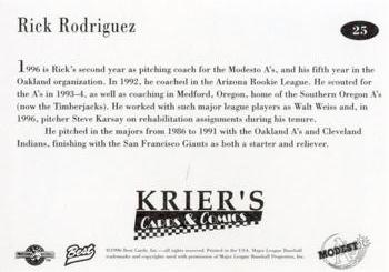 1996 Best Modesto A's #25 Rick Rodriguez Back