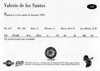 1996 Best Midwest League All-Stars #10 Valerio de los Santos Back