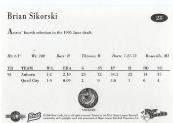 1996 Best Midwest League All-Stars #28 Brian Sikorski Back
