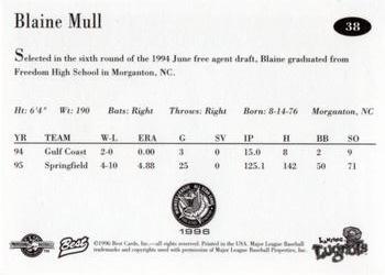 1996 Best Midwest League All-Stars #38 Blaine Mull Back