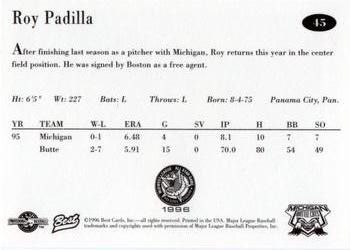 1996 Best Midwest League All-Stars #45 Roy Padilla Back