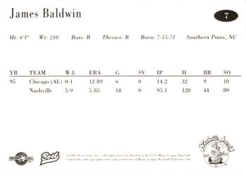 1996 Best Nashville Sounds #7 James Baldwin Back