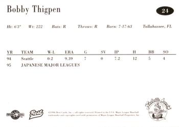 1996 Best Nashville Sounds #24 Bobby Thigpen Back