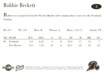 1996 Best New Haven Ravens #5 Robbie Beckett Back