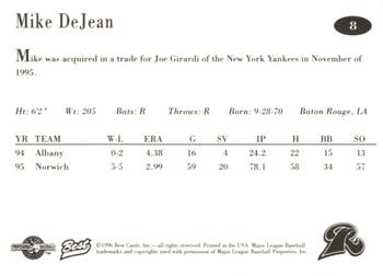 1996 Best New Haven Ravens #8 Mike DeJean Back