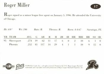 1996 Best New Haven Ravens #17 Roger Miller Back