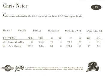 1996 Best New Haven Ravens #19 Chris Neier Back