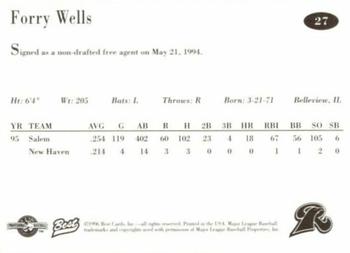 1996 Best New Haven Ravens #27 Forry Wells Back