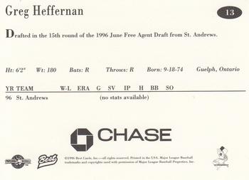 1996 Best New Jersey Cardinals #13 Greg Heffernan Back