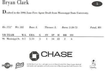1996 Best New Jersey Cardinals #5 Brian Clark Back