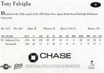 1996 Best New Jersey Cardinals #8 Tony Falciglia Back