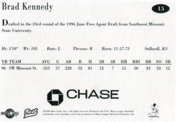 1996 Best New Jersey Cardinals #15 Brad Kennedy Back
