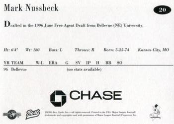 1996 Best New Jersey Cardinals #20 Mark Nussbeck Back