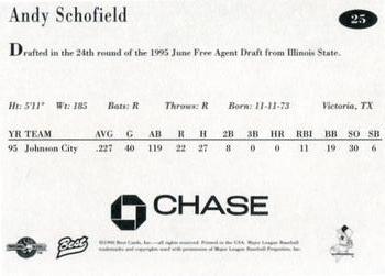 1996 Best New Jersey Cardinals #25 Andy Schofield Back