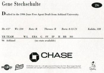 1996 Best New Jersey Cardinals #26 Gene Stechschulte Back