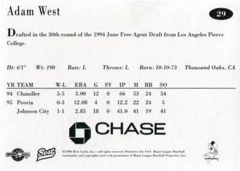 1996 Best New Jersey Cardinals #29 Adam West Back